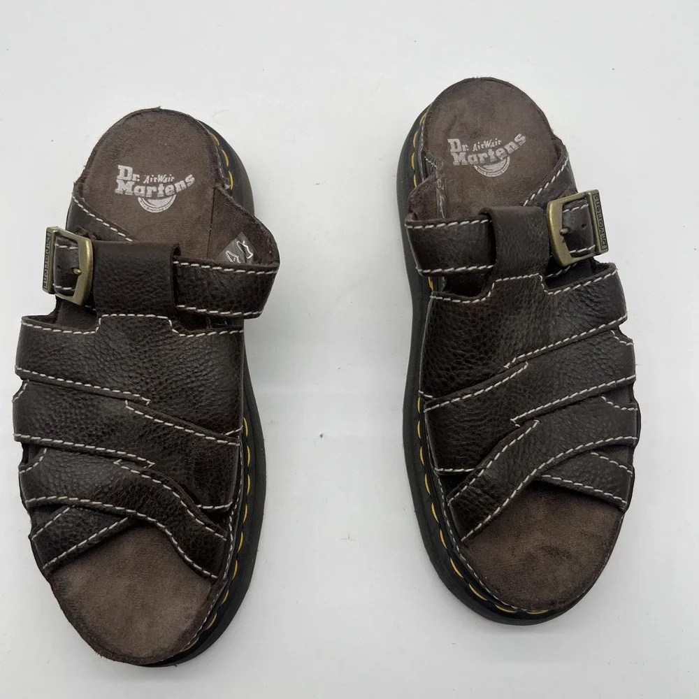 Dr Martens Maxxy Slide Brown Leather Fisherman Sandals Mens 9 Womens 10 UK 8